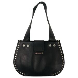 Cyclus Black Studded Shoulder Bag Recycled Tire Upsycled Unique‎